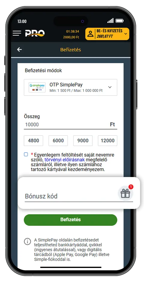 TippmixPro Affiliate bónusz ikon kód