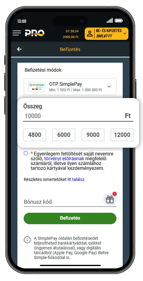 TippmixPro Affiliate bónusz ikon kód